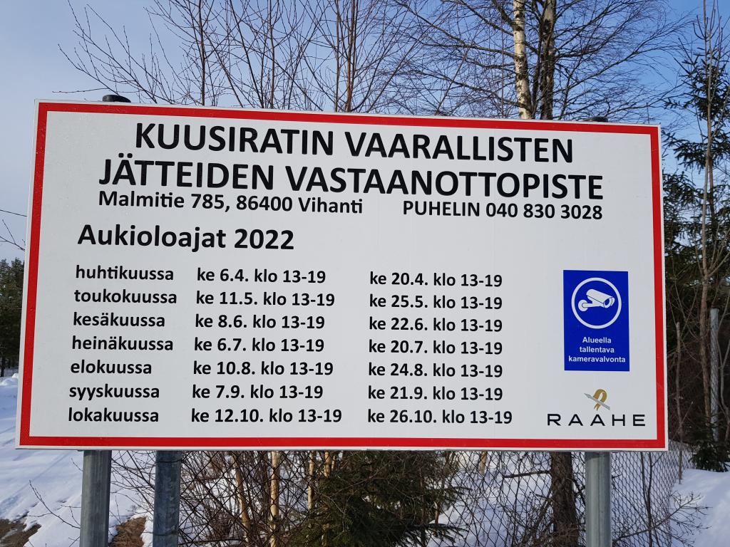 Kuusiratin vaarallisten jätteiden vastaanottopiste Kuusiratin vaarallisten jätteiden vastaanottopiste