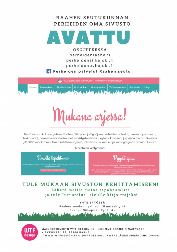 Raahen, Siikajoen ja Pyhäjoen perheiden palvelut on nyt koottu yhteen paikkaan. Kuva: WTF Design Oy. Kuva sivuston mainoksesta