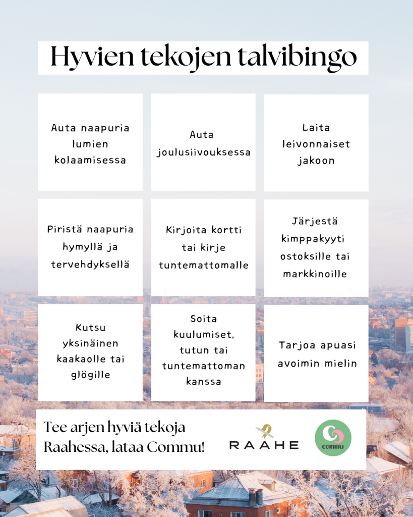 hyvien tekojen bingoruudukko