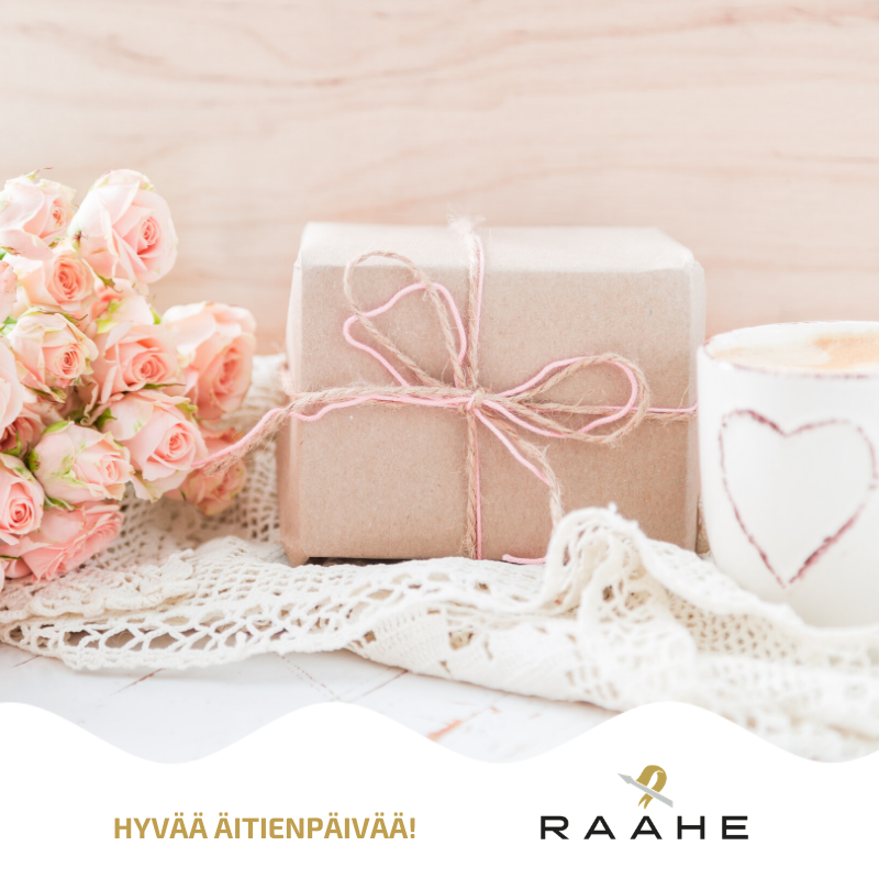 Kuva: Raahen kaupunki / Viestintä ja markkinointi. Kukkia, lahjapaketti ja motti sydänsymbolilla.