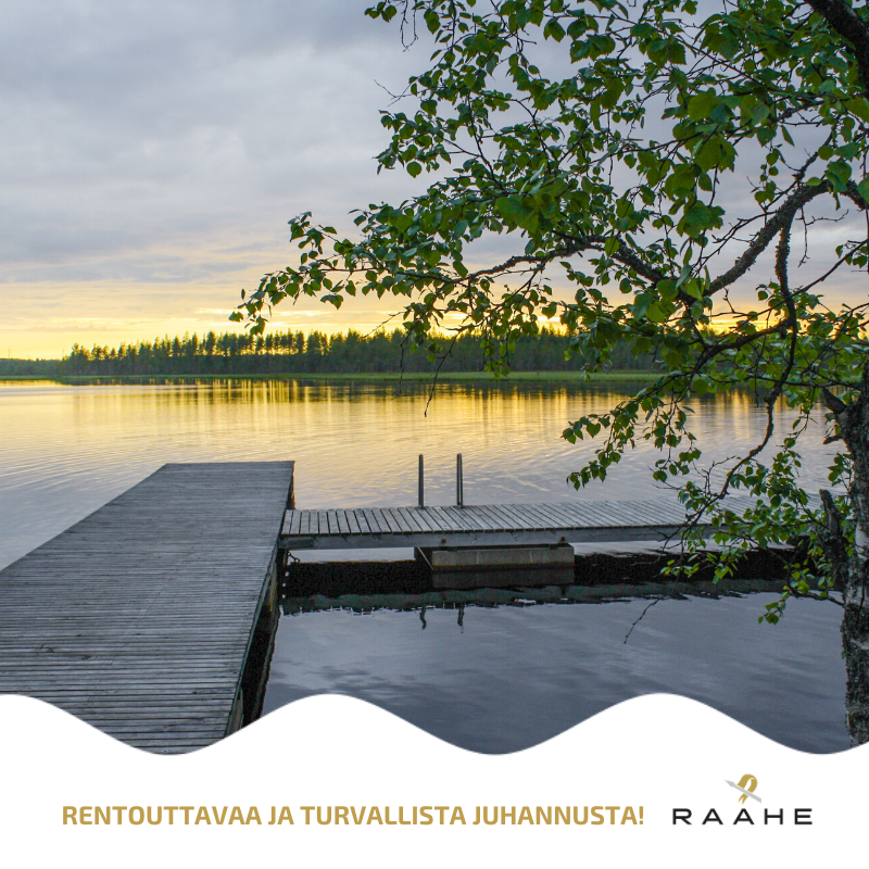 Kuva: Raahen kaupunki. Tyyni kesäilta järvellä.