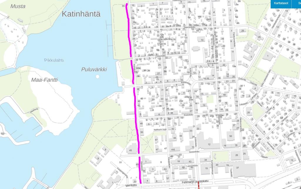 Kartta työmaa-alueesta.