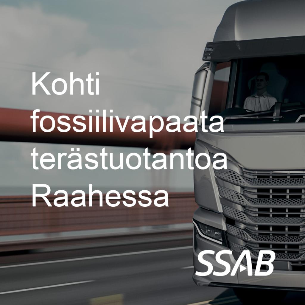Kuva: SSAB. Kohti fossiilivapaata terästuotantoa Raahessa -tilaisuuden mainos.