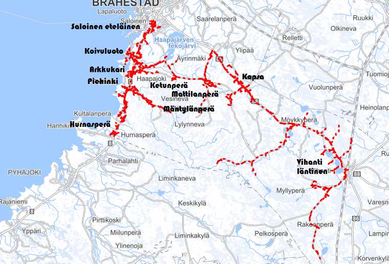 Kuvassa kesän rakentamisalueita kuvaava alustava kartta, joka täsmentyy kesän aikana. Kesän rakentamisalueita kuvaava alustava kartta.