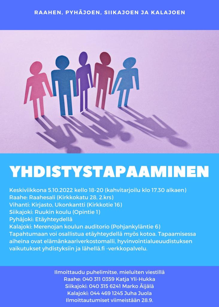 Yhdistystapaamisen ilmoitus. Kuva: RAS. Kuvassa viisi ihmishahmoa rivissä.