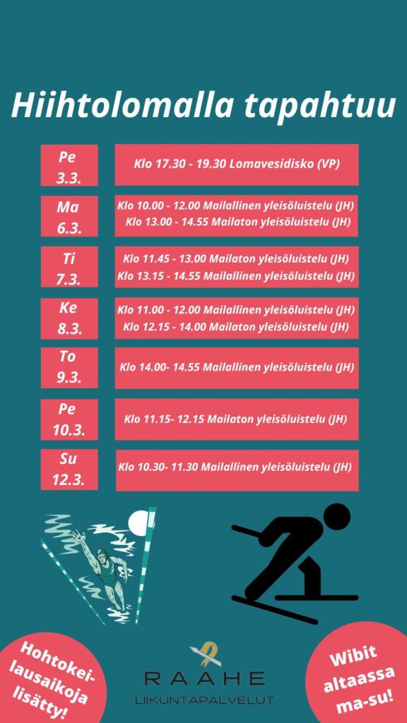 Hiihtolomalla tapahtuu. Sama teksti kuin tekstikentässä.