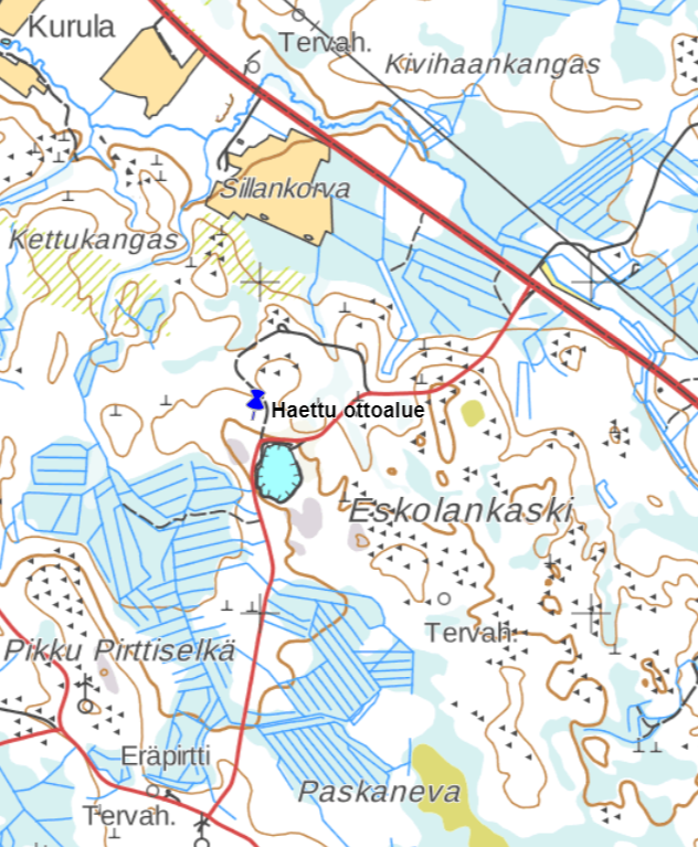 haettavan louhoksen sijainti kartalla