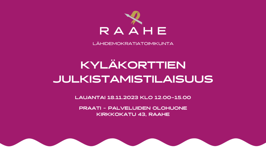 Kyläkorttien julkistamistilaisuus Praatissa 18.11.2023 -tilaisuuden mainos.