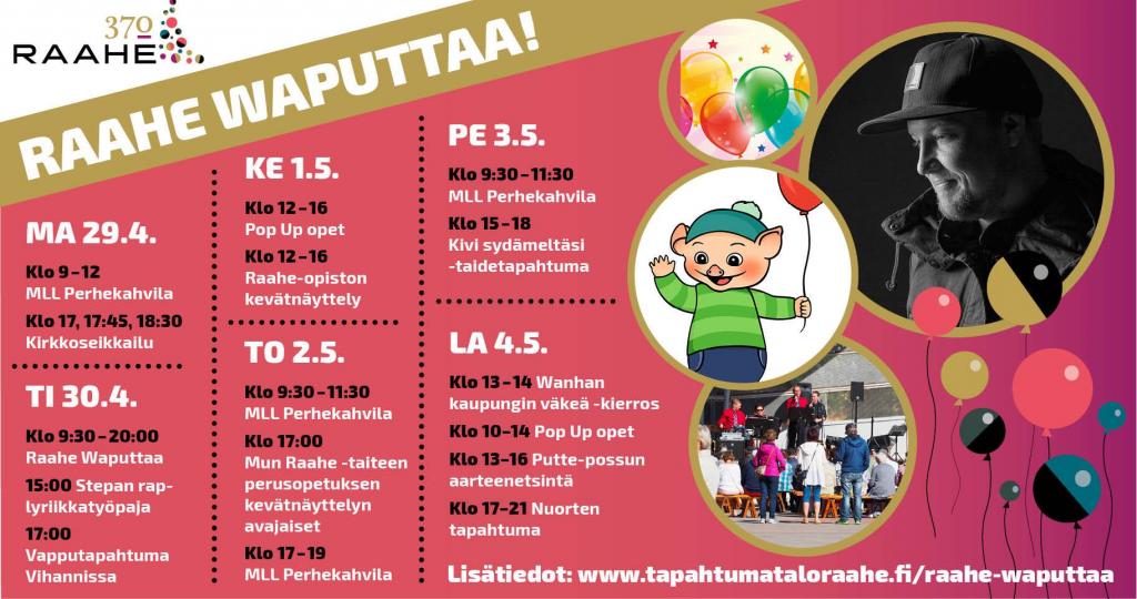 Raahe Waputtaa -ohjelma. Kuva: Merja Hammar, Raahen kulttuuripalvelut. Ohjelmajuliste.