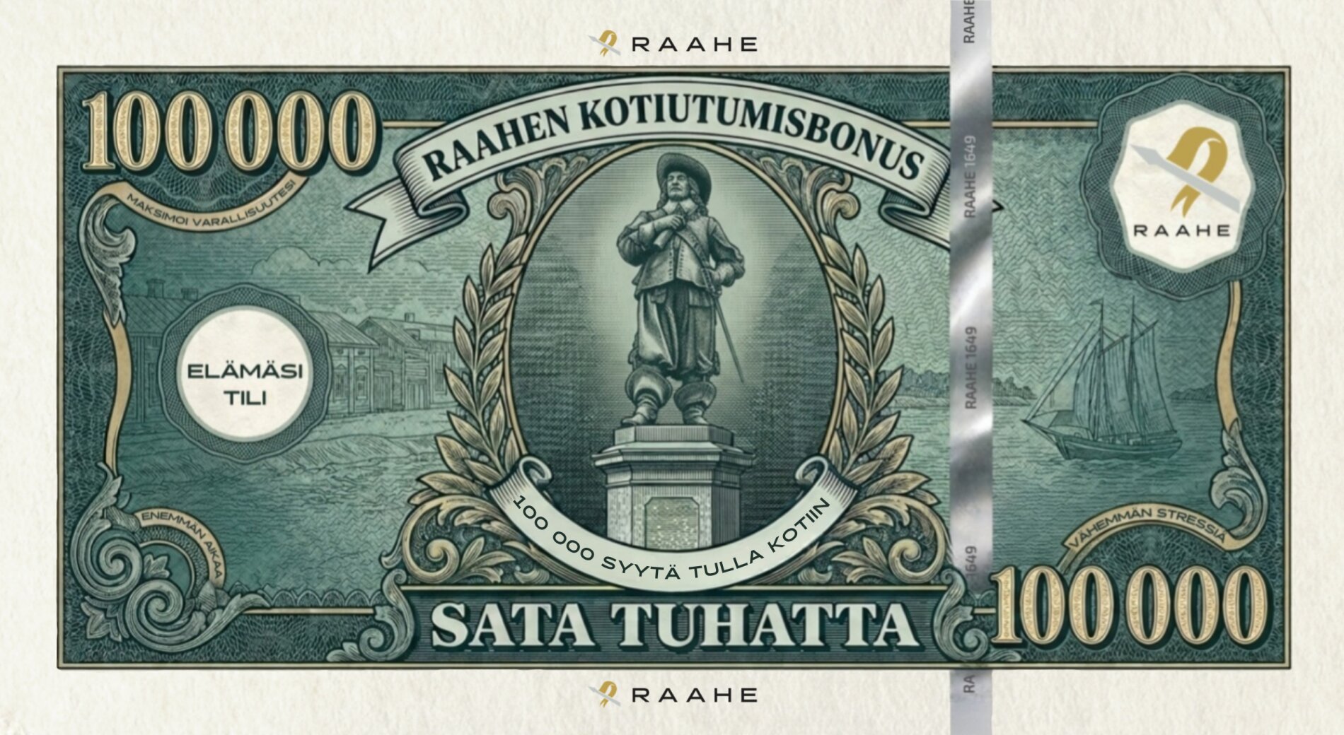 Raahen kotiutumisbonusseteli.