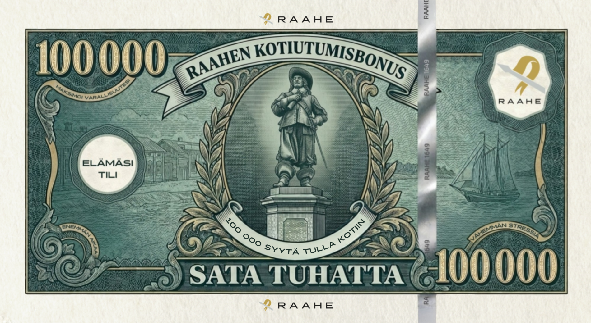 Raahen kotiutumisbonusseteli.