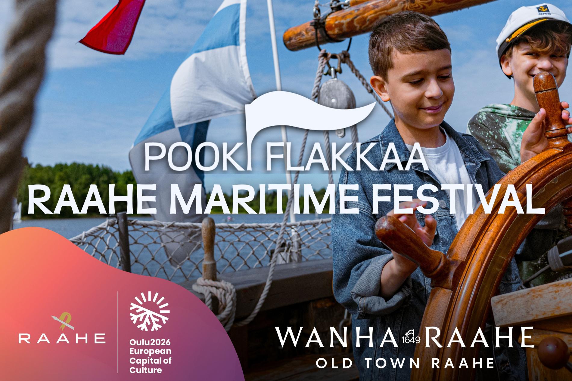 Raahe Maritime Festival promotional image with event scene and Oulu2026 logo.