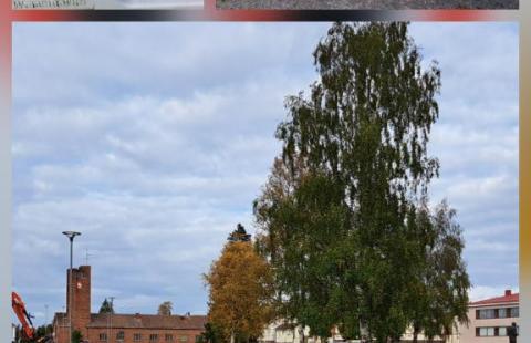 Työmaa sulkee puistokäytävää pienen pätkän verran. Kuva Tita Haapajoki. Työmaa-aitoja.