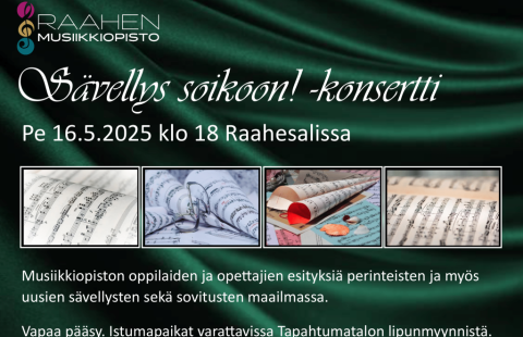 Sävellys soikoon -konsertti Raahesalissa pe 16.5.2025 klo 18