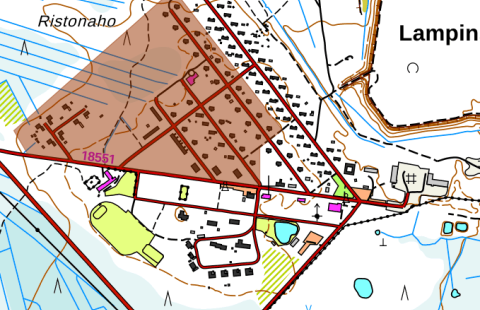 Talousvesi on keitettävä karttakuvassa näkyvällä Lampinsaaren alueella
