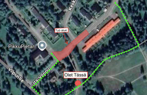 Kartta työmaa-alueesta.