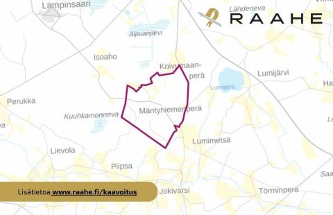 Rakennuskieltoalueen rajaus taustakartalla.