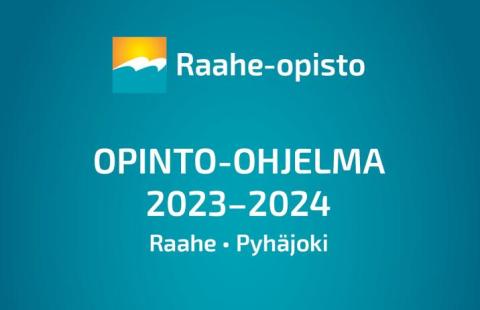 Opinto-ohjelman kansikuva jossa sinisellä pohjalla näyttelykuvia ja Raahe-opiston logo