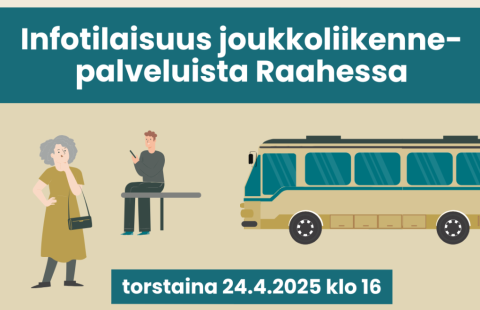 Infotilaisuus joukkoliikennepalveluista Raahessa -tilaisuuden mainos.