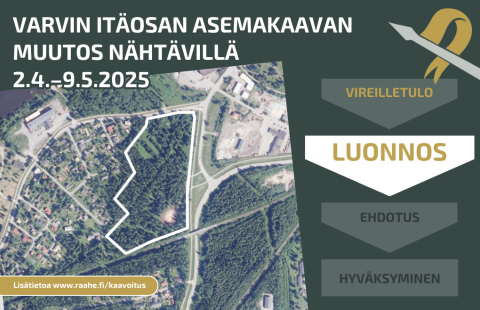 Varvin itäosan asemakaavamuutoksen luonnosvaiheen nähtävilläolo -mainoskuva.