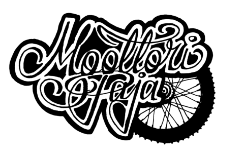 Moottoripajan mustavalkoinen logo.