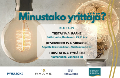 Tilaisuuden nimi, päivämäärät, kuntien logot ja taustalla kaksi sytytettyä lamppua.