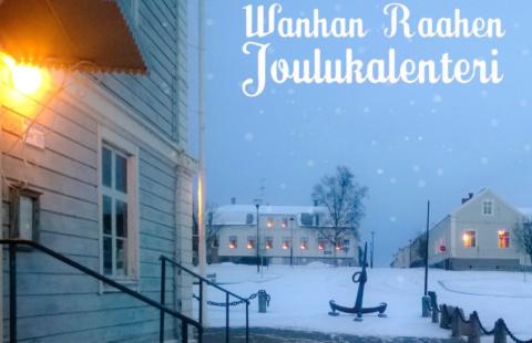 Talvinen näkymä Pakkahuoneen museolta Wanhaan Raaheen päin.