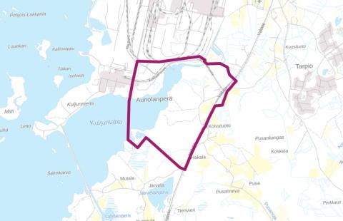 Taustakartalla esitettynä osayleiskaavanrajaus.