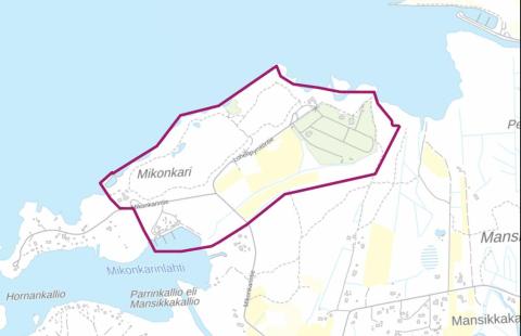 Taustakartalla esitettynä Ak 256 kaavanrajaus.