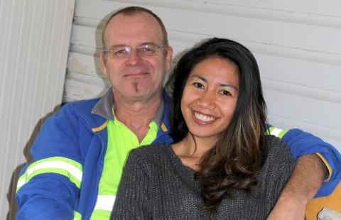 Selvie and Vern. Photo: Aira Meriruoko. Smiling couple.