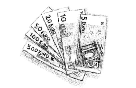 En ritning av sedlar.