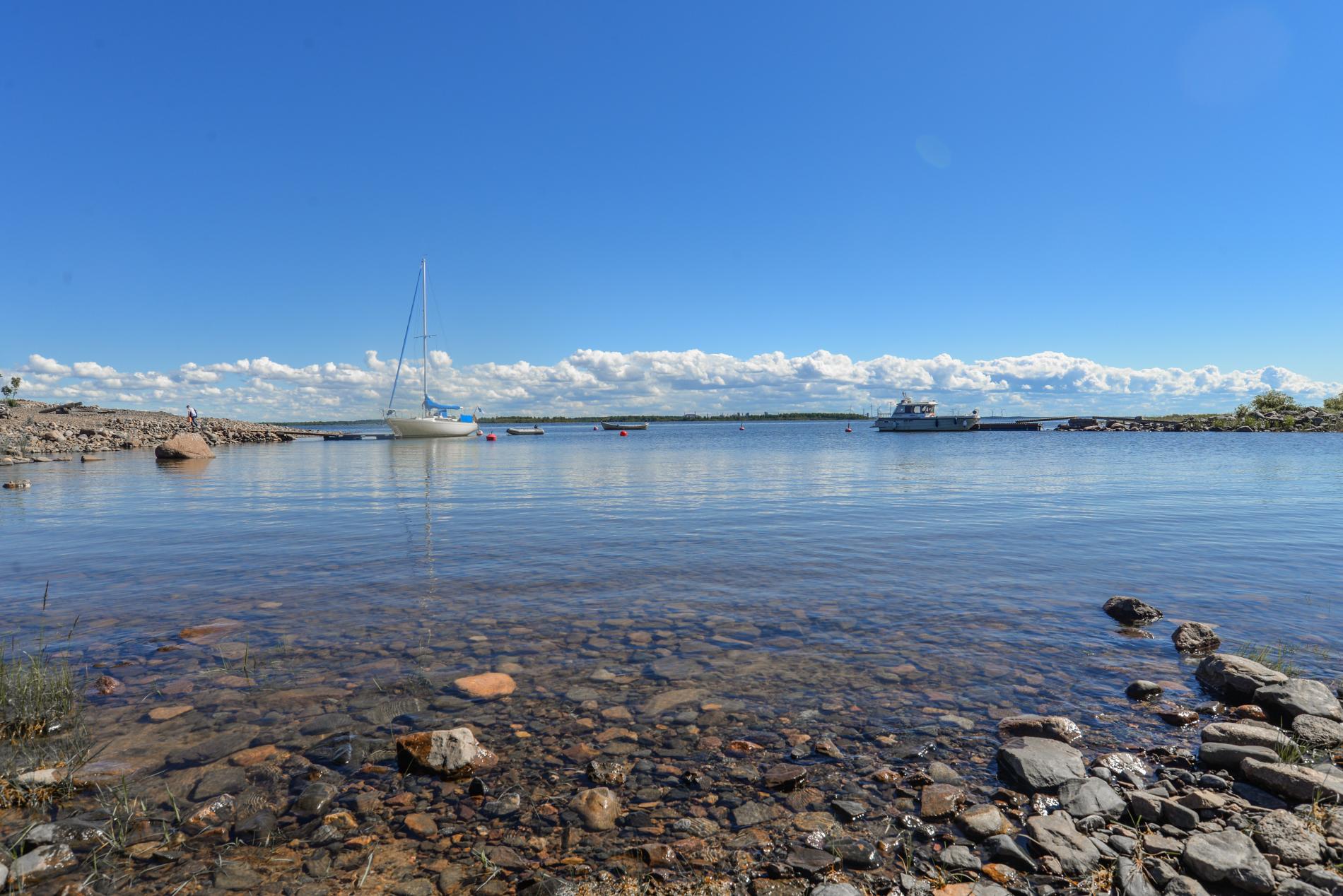 Boats and blue blue sea.